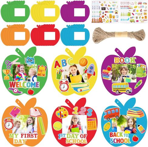 Whaline Back to School Picture Frame Craft Kits 30Pcs Apple Shaped Photo Frames 10 Sheets First Day of School Stickers Decals for Home School Classroom Games Activities Party Decoration in Saudi Arabia
