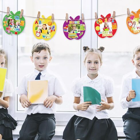 Whaline Back to School Picture Frame Craft Kits 30Pcs Apple Shaped Photo Frames 10 Sheets First Day of School Stickers Decals for Home School Classroom Games Activities Party Decoration in Saudi Arabia
