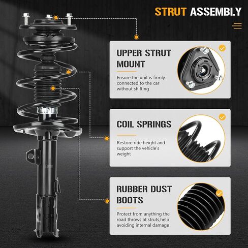 Front Complete Coil Spring Strut Assembly Shock Absorbers Compatible with Toyota Corolla L4 (Excludes Sport suspension) 2014-2019, 172990 172989 in Saudi Arabia