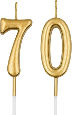 شموع عيد الميلاد السبعين، شمعة رقم 70 بلون الشمبانيا الذهبية للكيك، تزيين أعلى كعكة عيد ميلاد سعيد لمستلزمات حفلات الاحتفال بالذكرى السنوية لعيد الميلاد in Kuwait