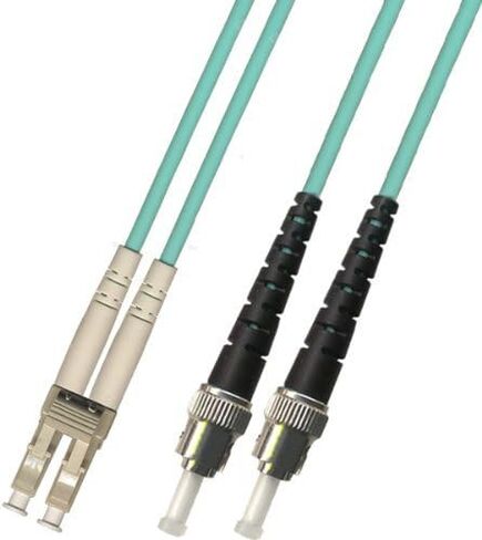 0.3 Meter (1 Foot) 10Gb OM3 Multimode Duplex Fiber Optic Cable (50/125) - LC to ST - Aqua in Saudi Arabia