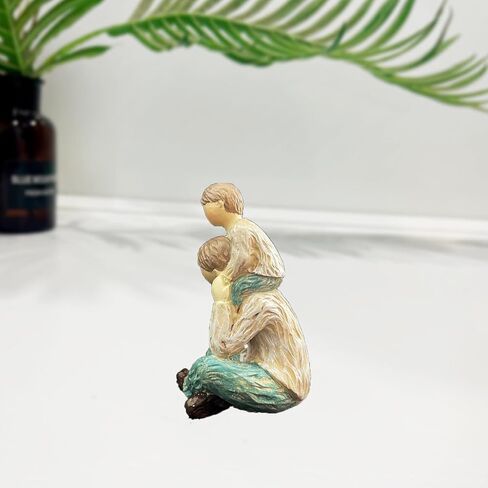 Son Sitting on Father Shoulders Warmth Wood Sculpted Hand Painted Figurines Ornament in Saudi Arabia