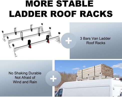 رفوف سلم سقف فان، رفوف البضائع شديدة التحمل مناسبة لرام بروماستر سيتي 2015-2023، أبيض، 3 قضبان in Kuwait