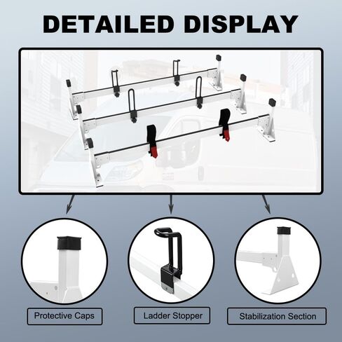 رفوف سلم سقف فان، رفوف البضائع شديدة التحمل مناسبة لرام بروماستر سيتي 2015-2023، أبيض، 3 قضبان in Kuwait