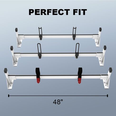 رفوف سلم سقف فان، رفوف البضائع شديدة التحمل مناسبة لرام بروماستر سيتي 2015-2023، أبيض، 3 قضبان in Kuwait