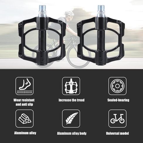 Mountain Bike Pedals and 2pcs Mountain Bike Belt, with Foot Belt, Non-Slip Lightweight Nylon Fiber Bicycle Platform Pedals, Grip Firmly Adjustable Machined Removable Back Pedal in Saudi Arabia