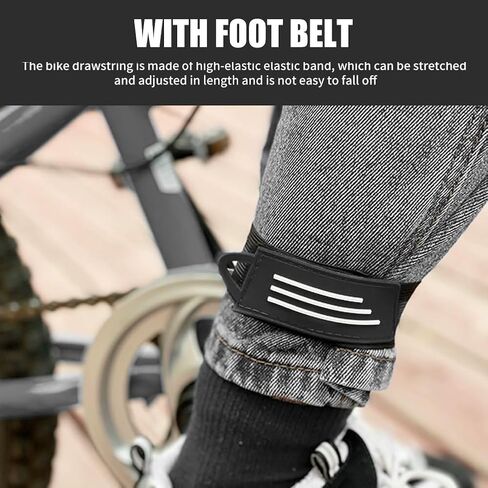 Mountain Bike Pedals and 2pcs Mountain Bike Belt, with Foot Belt, Non-Slip Lightweight Nylon Fiber Bicycle Platform Pedals, Grip Firmly Adjustable Machined Removable Back Pedal in Saudi Arabia