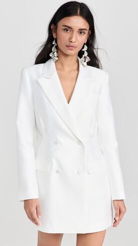 Self Portrait Women's White Taffeta Tailored Mini Dress in Kuwait