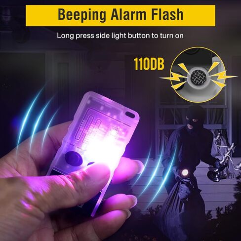 BORUIT V20 Small Powerful Flashlight 1000LM with 365nm UV, Red Blue Green Warm Light, 180° Swivels, 110dB Buzzer - Mini Keychain Pocket Rechargeable LED Flashlights USB EDC Clip Flash Light Black in Saudi Arabia