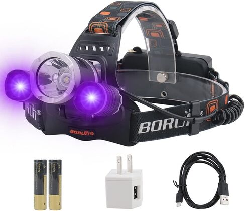 BORUIT RJ-3000 LED Rechargeable Headlamp,3 Modes White and Red LED Hunting Headlamps,5000 Lumens Tactical Flashlight Red Light Head Lamp for Running Camping Hiking Fishing in Saudi Arabia