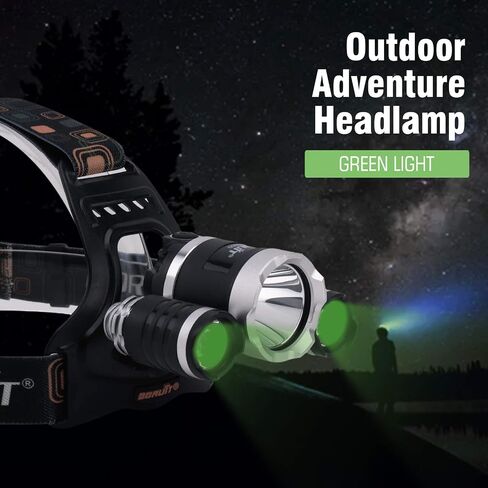 BORUIT RJ-3000 LED Rechargeable Headlamp,3 Modes White and Red LED Hunting Headlamps,5000 Lumens Tactical Flashlight Red Light Head Lamp for Running Camping Hiking Fishing in Saudi Arabia