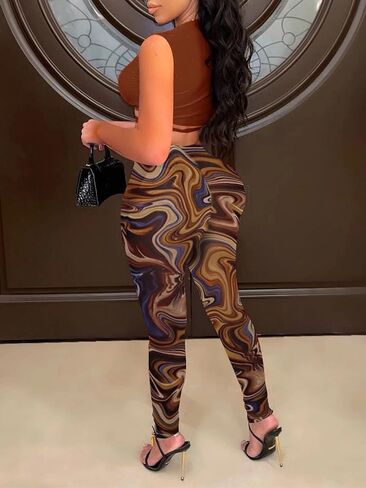 ملابس مثيرة مكونة من قطعتين للنساء للنوادي الليلية وأكمام طويلة وأربطة علوية قصيرة ومجموعات بناطيل شبكية in Kuwait