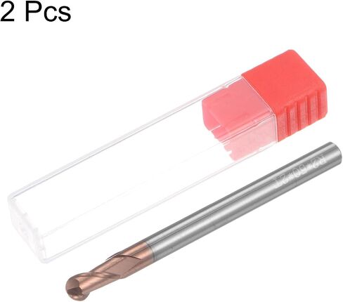 uxcell 2pcs Ball Nose End Mills CNC Router Bits, 2mm (5/64") Radius Solid Carbide TiSin Coated 2 Flutes HRC55 4mm (5/32") Diameter 4mm (5/32") Shank Cutter Milling Tools in Saudi Arabia