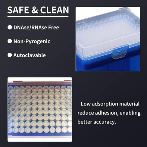 نصائح ماصة 1000μL - 1 مل نصائح ماصة معقمة نصائح ماصة قابلة للتعقيم تناسب VWR وGilson Pipette 96 نصيحة/رف in Kuwait