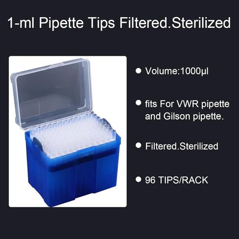 نصائح ماصة 1000μL - 1 مل نصائح ماصة معقمة نصائح ماصة قابلة للتعقيم تناسب VWR وGilson Pipette 96 نصيحة/رف in Kuwait