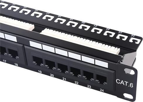 Cat6 UTP 24-Port Patch Panel – 19-Inch, 1U Punch Down Panel for Easy Rack or Wall Mounting, Clear Labeling & Exceptional Durability, Compatible with Cat5e & Cat6 Cables in Saudi Arabia