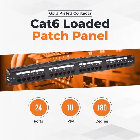 Cat6 UTP 24-Port Patch Panel – 19-Inch, 1U Punch Down Panel for Easy Rack or Wall Mounting, Clear Labeling & Exceptional Durability, Compatible with Cat5e & Cat6 Cables in Saudi Arabia