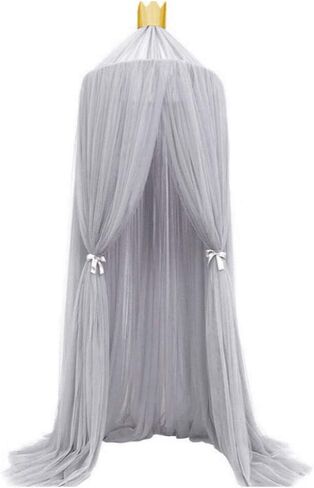 Mosquitos Net Bed Canopy for Girls, Round Dome Hanging Mosquitos Net Summer for Home Travel for Baby Kid Bedroom, Elegent Princess Mesh Bed Netting Canopy (Pink) (Gray) in Saudi Arabia