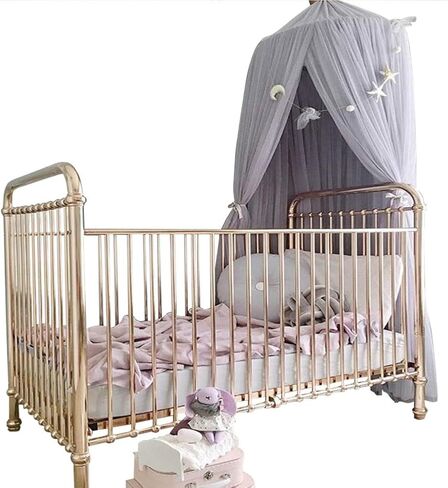 Mosquitos Net Bed Canopy for Girls, Round Dome Hanging Mosquitos Net Summer for Home Travel for Baby Kid Bedroom, Elegent Princess Mesh Bed Netting Canopy (Pink) (Gray) in Saudi Arabia