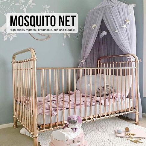 Mosquitos Net Bed Canopy for Girls, Round Dome Hanging Mosquitos Net Summer for Home Travel for Baby Kid Bedroom, Elegent Princess Mesh Bed Netting Canopy (Pink) (Gray) in Saudi Arabia