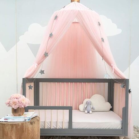 Mosquitos Net Bed Canopy for Girls, Round Dome Hanging Mosquitos Net Summer for Home Travel for Baby Kid Bedroom, Elegent Princess Mesh Bed Netting Canopy (Pink) (Gray) in Saudi Arabia