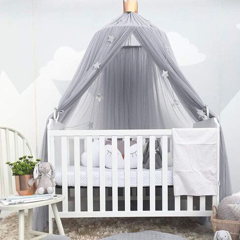 Mosquitos Net Bed Canopy for Girls, Round Dome Hanging Mosquitos Net Summer for Home Travel for Baby Kid Bedroom, Elegent Princess Mesh Bed Netting Canopy (Pink) (Gray) in Saudi Arabia