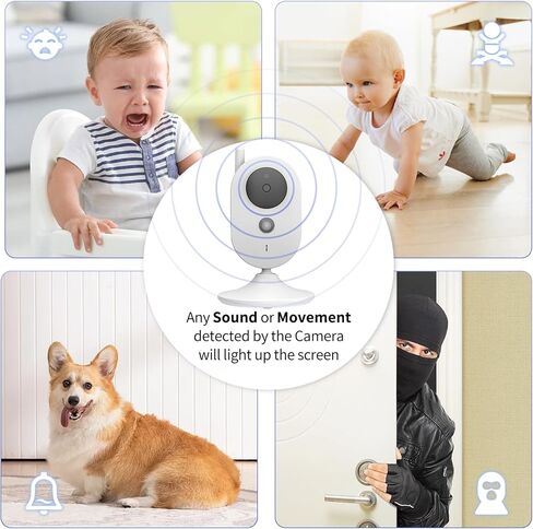 جهاز مراقبة الطفل مع كاميرا وفيديو صوتي، جهاز مراقبة الطفل بدون واي فاي 3.2 بوصة مع دوران إمالة، وضع VOX، رؤية ليلية، محادثة ثنائية الاتجاه، تذكير للتغذية، درجة الحرارة، تهويدة، نطاق 1000 قدم in Kuwait