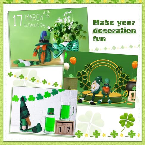 6 Pcs St. Patricks Day Gnome Plush Doll Irish Elf Shamrock Faceless Stuffed Gnomes Tabletop Green Leprechaun Clover Figurines Cute Scandinavian St. Patrick's Day Gifts for Home Table Spring Ornaments in Saudi Arabia