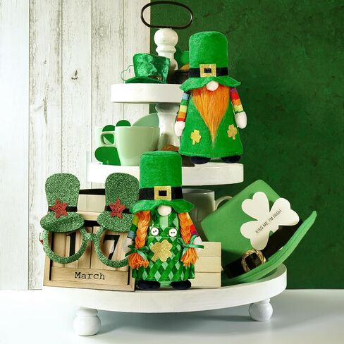 Sggvecsy 2 Pack St.Patrick’s Day Gnome Plush Doll Mr and Mrs Green Irish Decorations Buffalo Plaid Leprechaun Scandinavian Swedish Tomte Nisse Shamrock Gnome for Gift Dwarf Ornament Home Decorations in Saudi Arabia