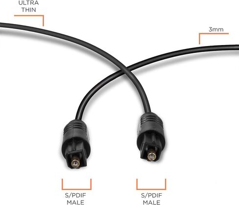 THE CIMPLE CO Digital Optical Audio Cable - Premium Toslink Fiber Optic Audio Cables with Gold Plated Connectors - Ultra Thin Jacket, Micro Cable - Extra Flexible, Long Life Jacket - 50 Feet in Saudi Arabia