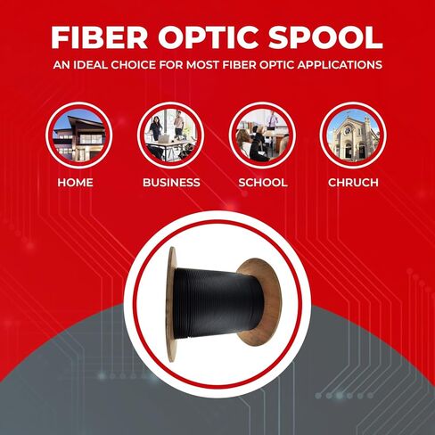 2 كابل ألياف بصرية داخلي/خارجي، OS2 9/125 وضع فردي، كورنينج، أسود، مصنف للناهض، بكرة، 2000 قدم in Kuwait