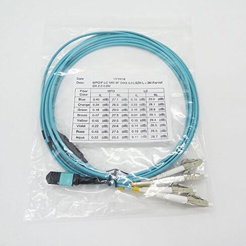 1M MPO/MTP إلى 8 x LC (4 دوبلكس) 8 كابلات فرعية، QSFP 40GBase-SR4، كابل ألياف بصرية OM4 Fanout - أكوا، 1 متر in Kuwait