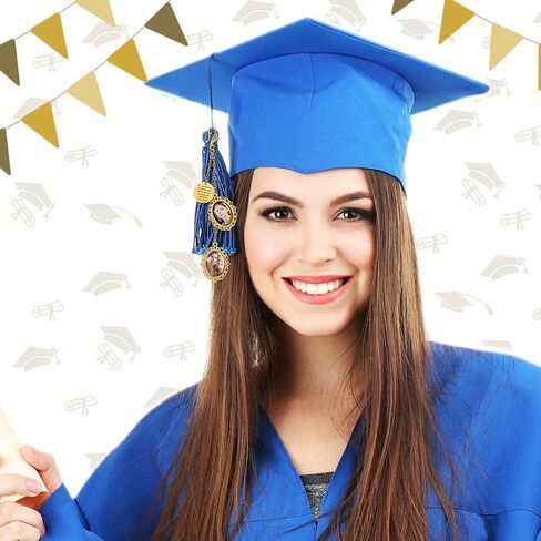 2 Pieces 2024 Graduation Cap Charm Graduation Cap Memorial Photo Charm Decor DIY Memorial Photo Chain Pendant for Graduation Cap and Gown Ceremony in Saudi Arabia