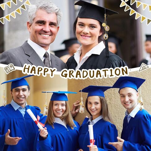 2 Pieces 2024 Graduation Cap Charm Graduation Cap Memorial Photo Charm Decor DIY Memorial Photo Chain Pendant for Graduation Cap and Gown Ceremony in Saudi Arabia