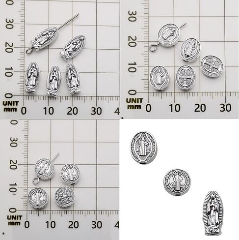 90 Pcs Antique Silver Jesus Mary Religious Benedict Medallion Mexican Spacer Beads Charms Pendants for Jewelry Making DIY Rosary Necklace Bracelet (M716) in Saudi Arabia