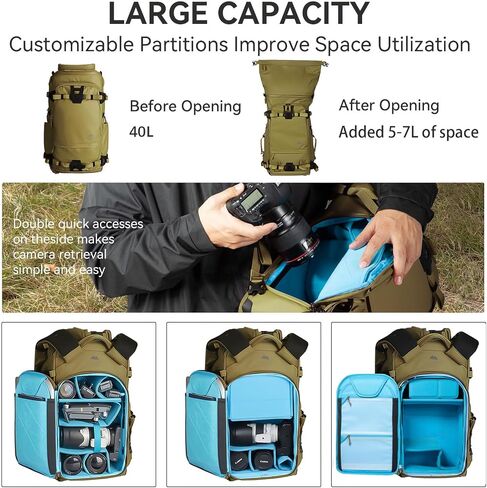Tenzing 30L Water Resistant Large Travel Camera Backpack 14 inch Laptop Compartment with Rain Cover Fits DSLR, DSLR Cameras, Drone, Lenses,Tripod Brown in Saudi Arabia