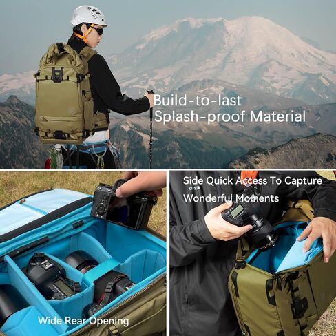 Tenzing 30L Water Resistant Large Travel Camera Backpack 14 inch Laptop Compartment with Rain Cover Fits DSLR, DSLR Cameras, Drone, Lenses,Tripod Brown in Saudi Arabia