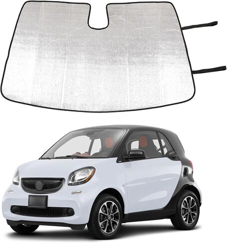 Windshield Sunshade for Smart fortwo forfour 453 451 450 2015-2021, Front Window Sun Shade, Foldable Reflective Sun Visor, Screen Shield Cover UV Blocker Protector HeatShield (Silver) in Kuwait