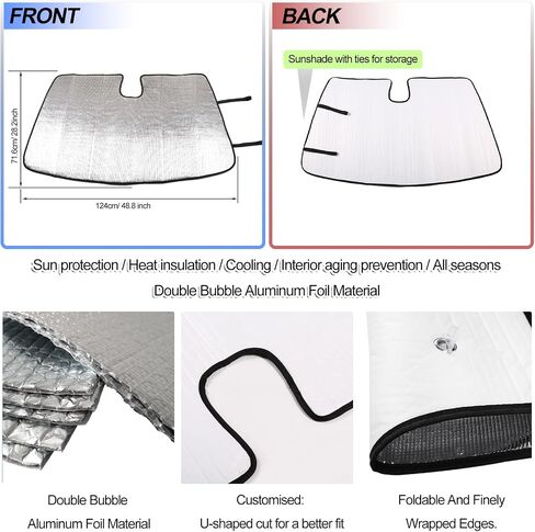 Windshield Sunshade for Smart fortwo forfour 453 451 450 2015-2021, Front Window Sun Shade, Foldable Reflective Sun Visor, Screen Shield Cover UV Blocker Protector HeatShield (Silver) in Kuwait