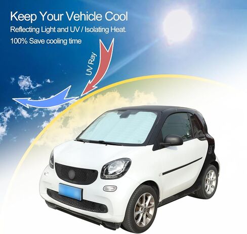 Windshield Sunshade for Smart fortwo forfour 453 451 450 2015-2021, Front Window Sun Shade, Foldable Reflective Sun Visor, Screen Shield Cover UV Blocker Protector HeatShield (Silver) in Kuwait