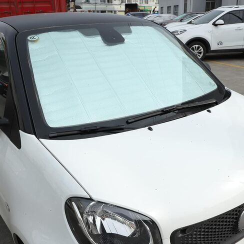 Windshield Sunshade for Smart fortwo forfour 453 451 450 2015-2021, Front Window Sun Shade, Foldable Reflective Sun Visor, Screen Shield Cover UV Blocker Protector HeatShield (Silver) in Kuwait