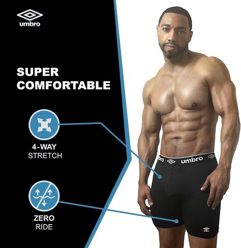 Umbro Performance Boxer Briefs for Men Pack of 6 - Breathable Comfortable Mens Boxer Briefs, Moisture Wicking Mens Underwear (US, Alpha, Small, Regular, Regular, Black/Royal/Vermillion) in Saudi Arabia