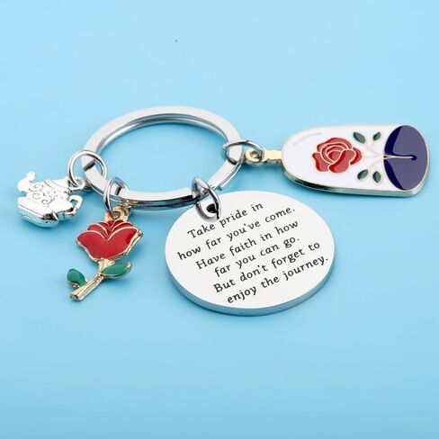 FUSTMW Beauty Keychain Beauty Beast Gift Belle Rose Gifts Fairytale Jewelry Princess gifts Movie Inspired Gift in Saudi Arabia