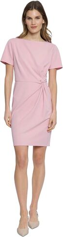 Donna Morgan Boat Neck Side Waist Twist Detail Mini, Womens Dresses in Saudi Arabia