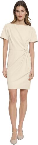 Donna Morgan Boat Neck Side Waist Twist Detail Mini, Womens Dresses in Saudi Arabia