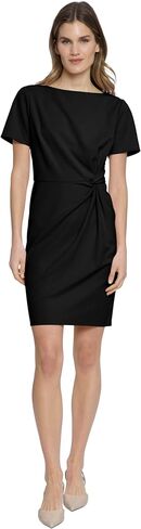 Donna Morgan Boat Neck Side Waist Twist Detail Mini, Womens Dresses in Saudi Arabia