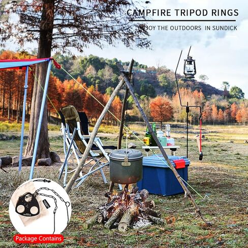 لوحة ترايبود للتخييم، ملحقات حامل ثلاثي القوائم من الفولاذ المقاوم للصدأ للتخييم في الهواء الطلق، تحويل الفروع إلى حامل ثلاثي القوائم لإشعال النار في الهواء الطلق للطهي في الهواء الطلق in Kuwait