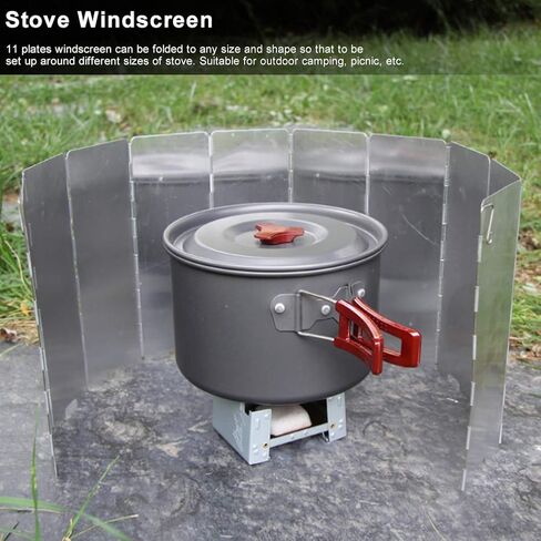 Camp Stove Windscreen, Stainless Steel 11-Plate Stove Windshield Lightweight Portable Stove Windscreen, for Outdoor Cooking BBQ Kitchen Home in Saudi Arabia