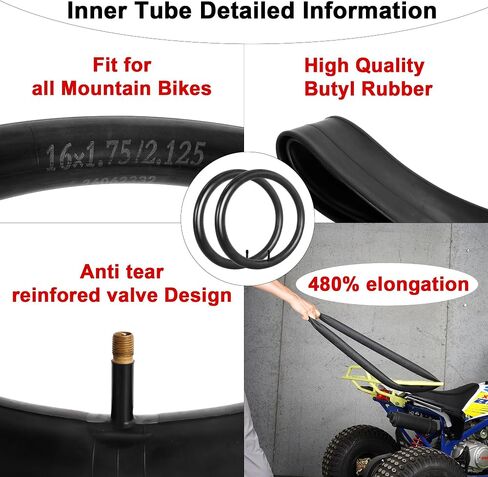 16 Inch Bike Tire and Inner Tube Fits for 16 x 1.75/1.95/2.10/2.125 Kid Bicycle, Baby Stroller, Go Jogging, Double Stroller, RoyalBaby Kids Bike Tire Tubes in Saudi Arabia