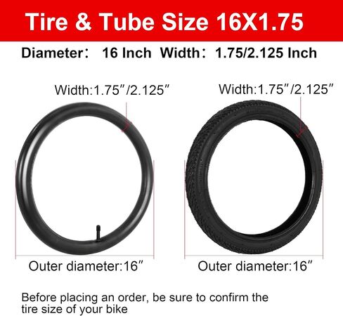 16 Inch Bike Tire and Inner Tube Fits for 16 x 1.75/1.95/2.10/2.125 Kid Bicycle, Baby Stroller, Go Jogging, Double Stroller, RoyalBaby Kids Bike Tire Tubes in Saudi Arabia